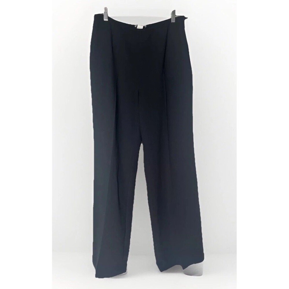 Liz Claiborne Black Wide Leg Dress Pants Size 12 Lined Trousers Workwear